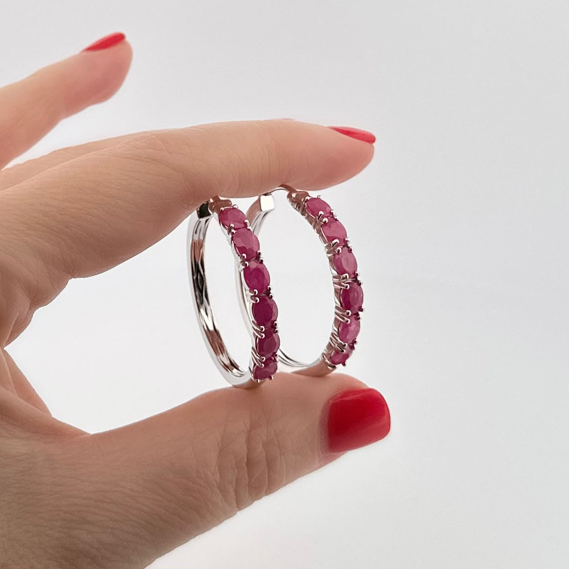 Arracadas de plata con RUBIES