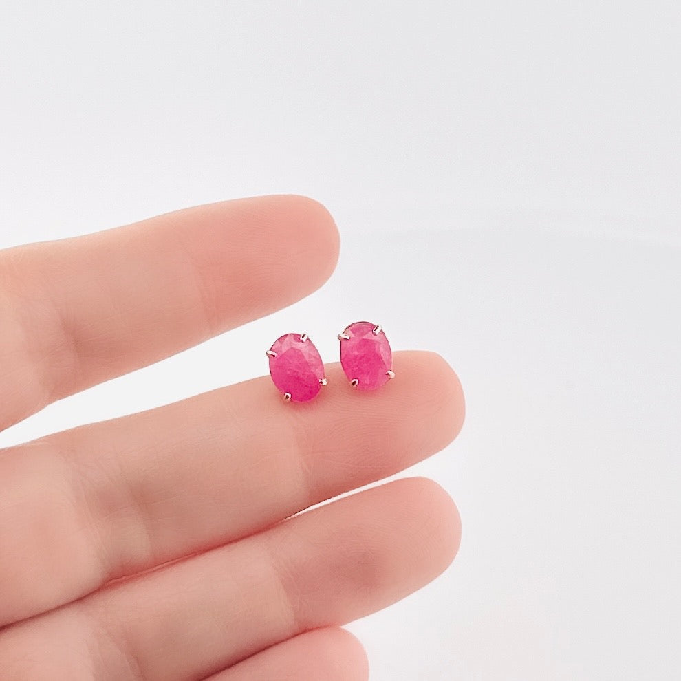 Aretes de ORO ovalados de Rubies $250 dlls