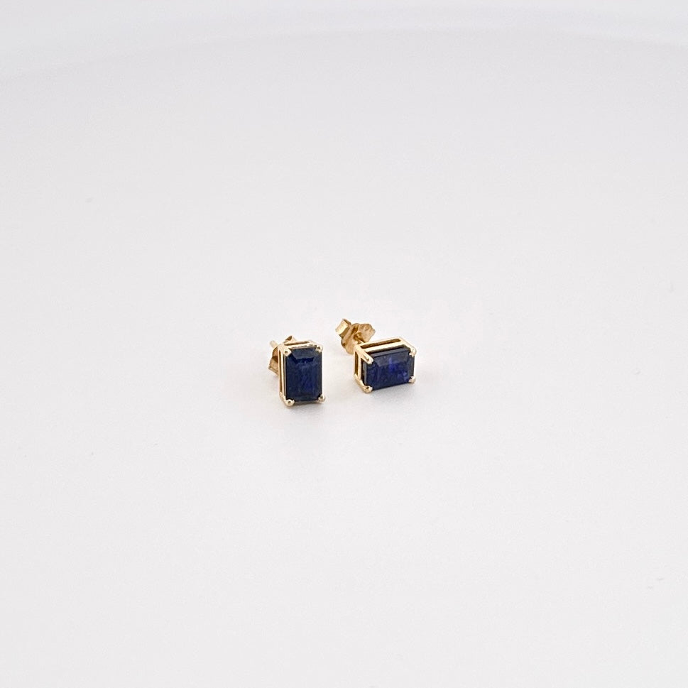 Aretes de ORO de ZAFIRO corte esmeralda $245 dlls