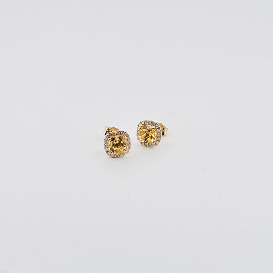 Aretes de ORO con Citrina y Diamantes $380 dlls