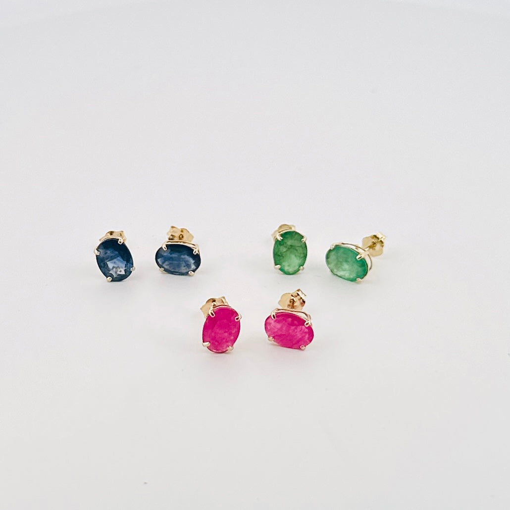 Aretes de ORO ovalados de Rubies $250 dlls