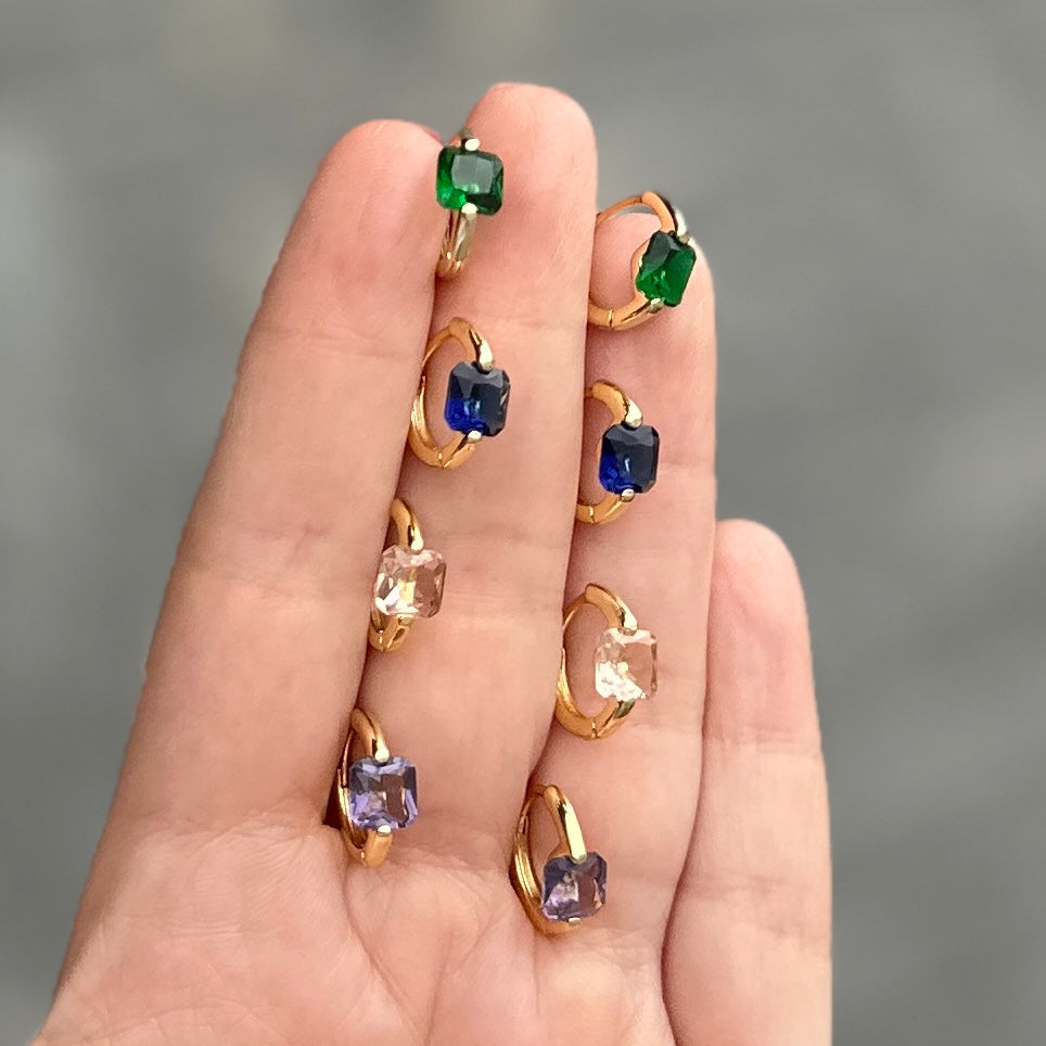 Arracadas de PLATA con ZIRCONIA cuadrada