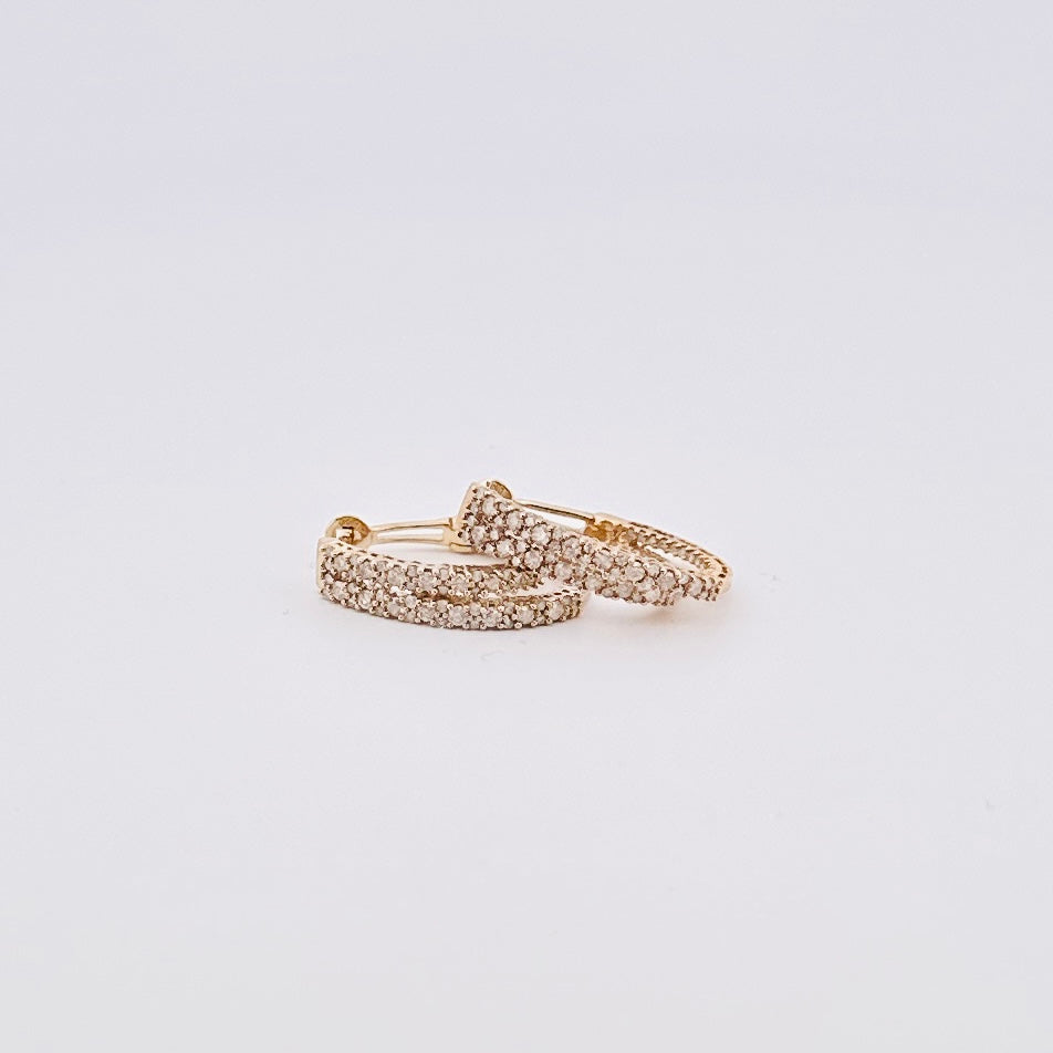 Arracadas amarillo de ORO DOBLES con Diamantes