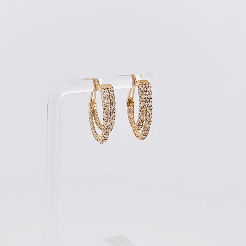 Arracadas amarillo de ORO DOBLES con Diamantes