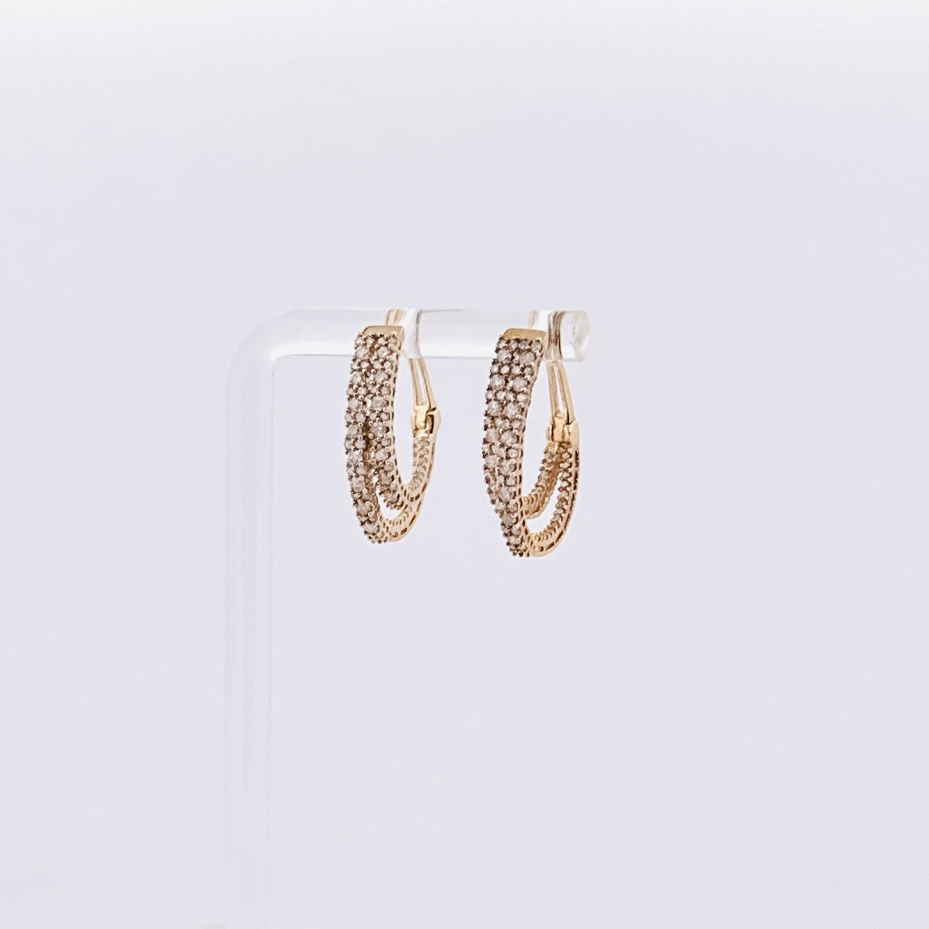 Arracadas amarillo de ORO DOBLES con Diamantes