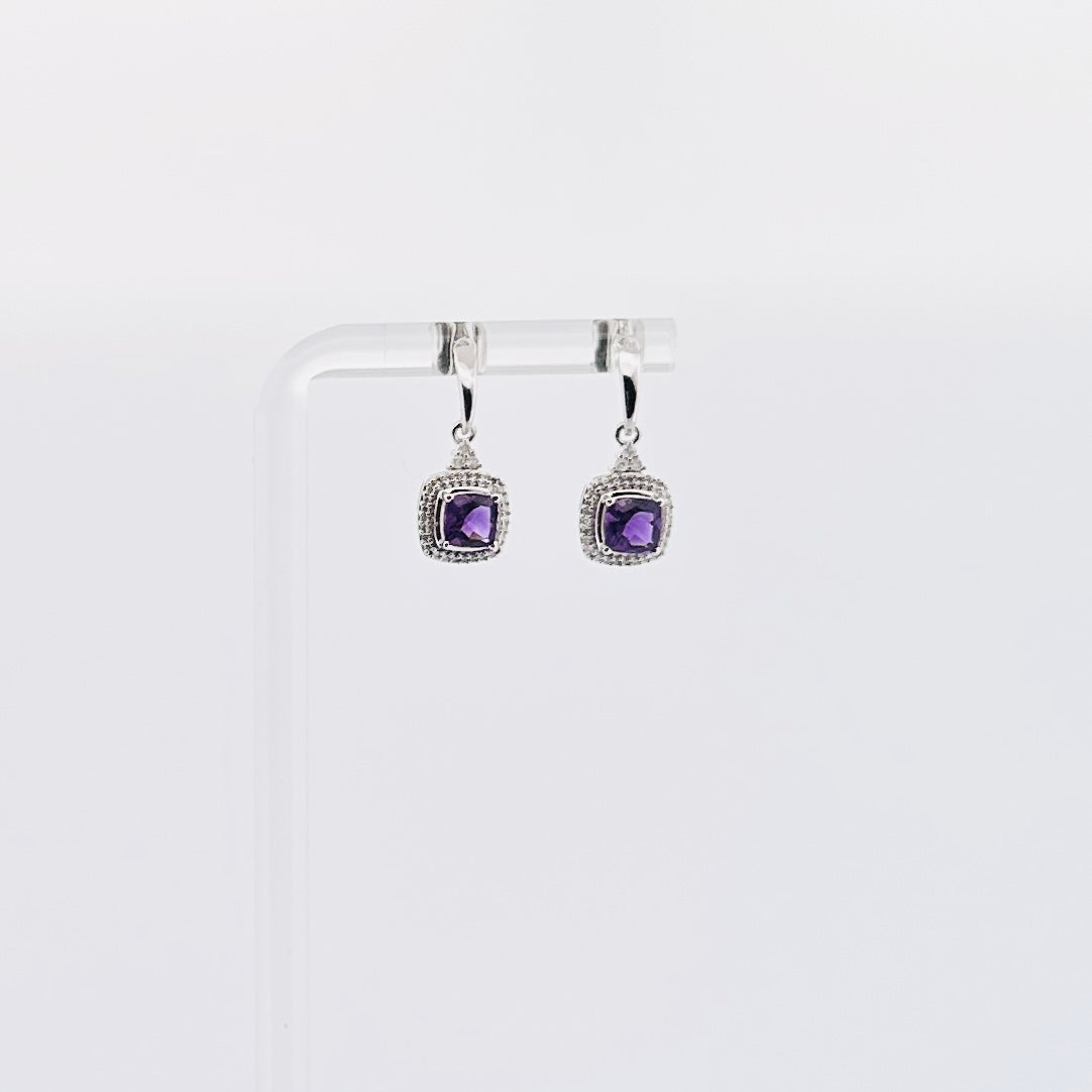 Aretes de ORO con Amatista y Diamantes $420 dlls