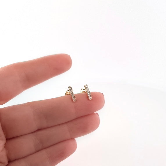 Aretes de ORO con Diamantes de Barrita
