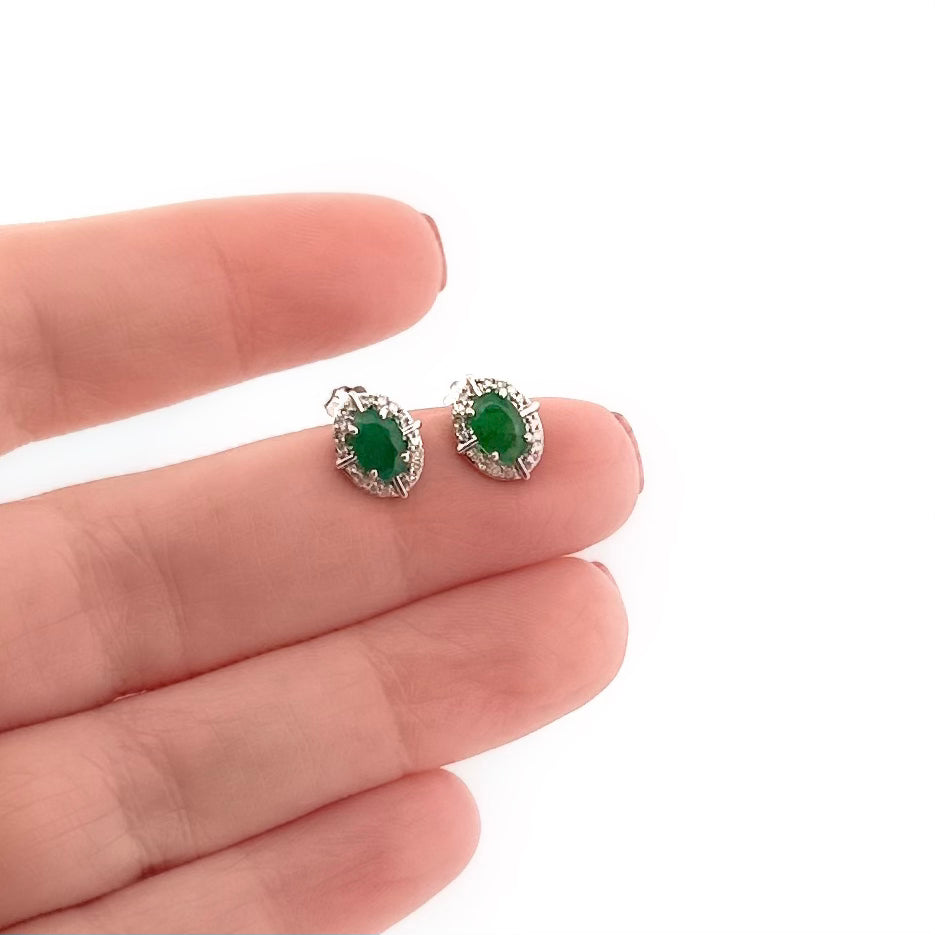 Aretes de ORO con Esmeralda y Diamantes $380 dlls