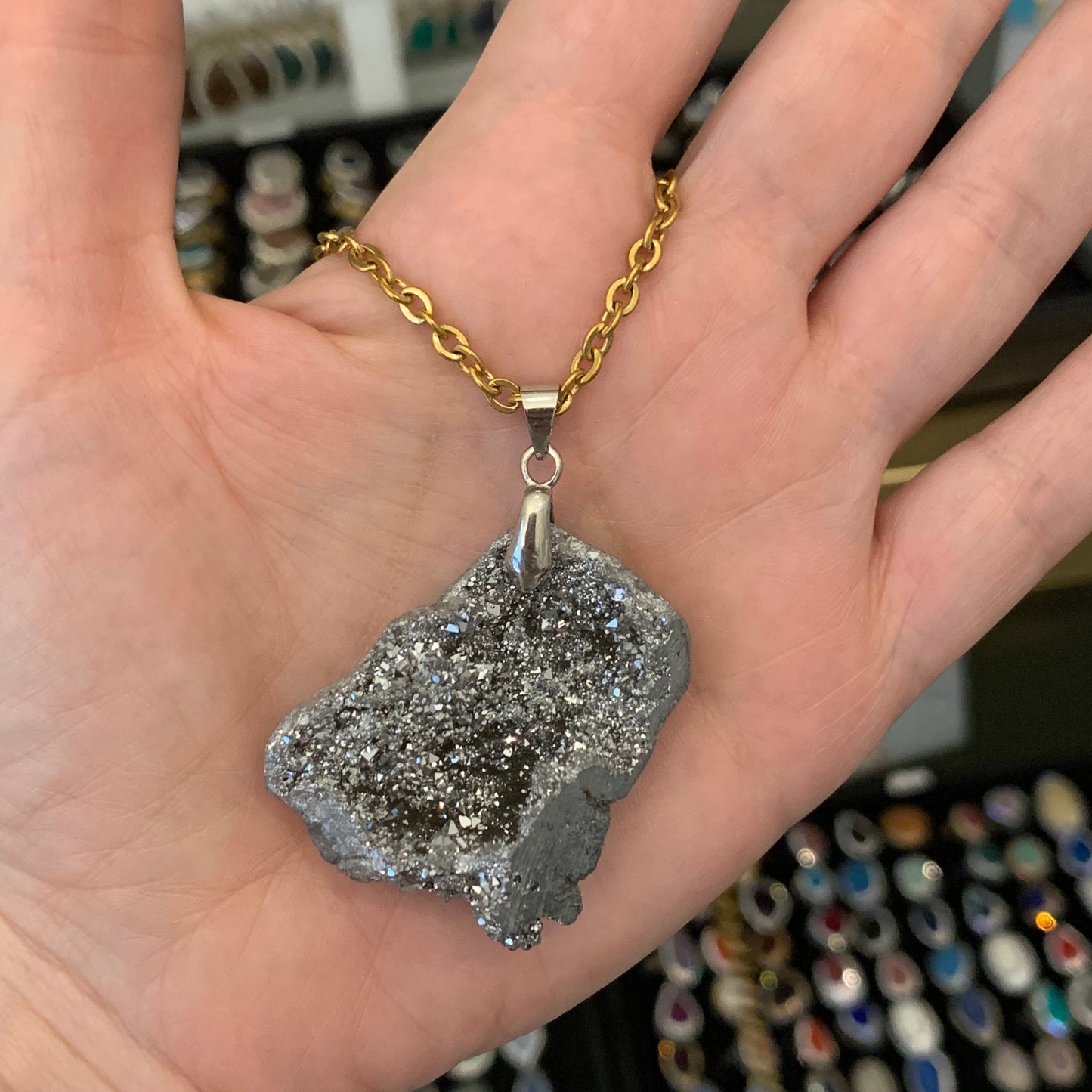 Cadena con Dije de piedra AGATA PLATEADA