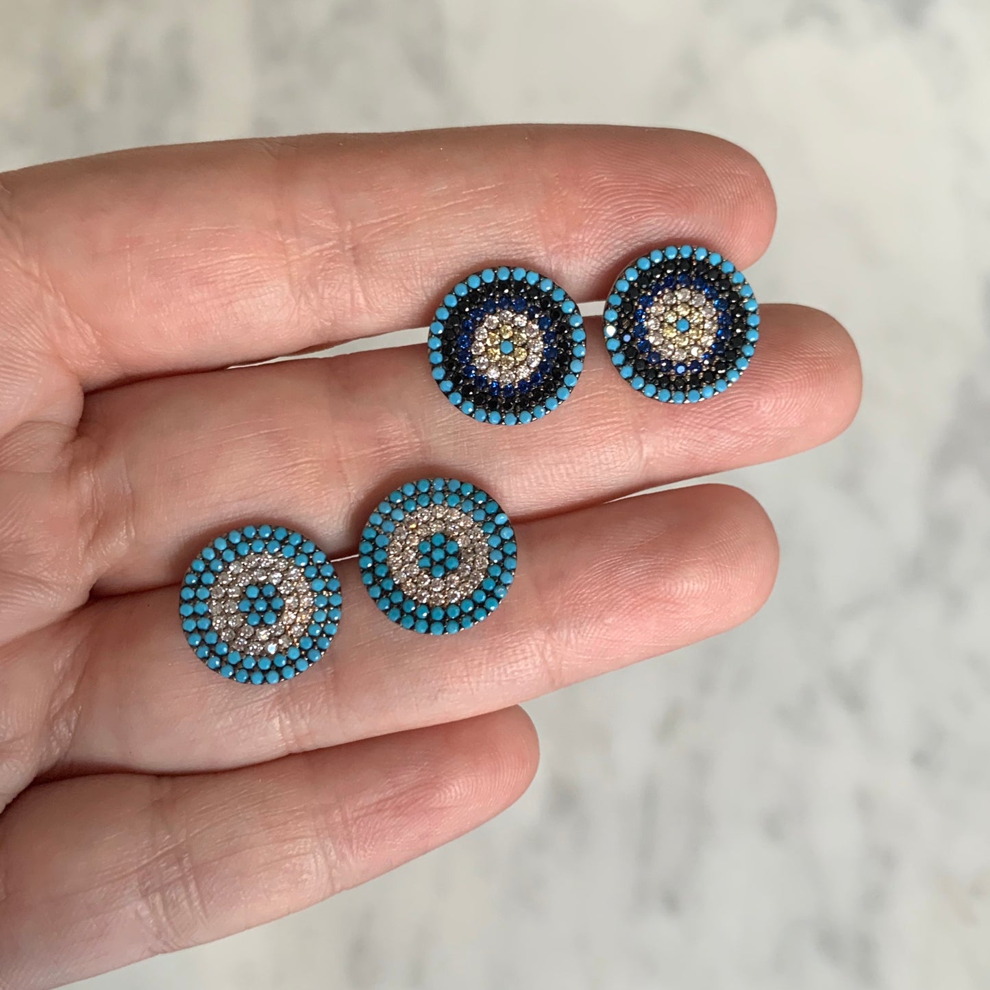 Aretes de plata de OJO con TURQUESAS