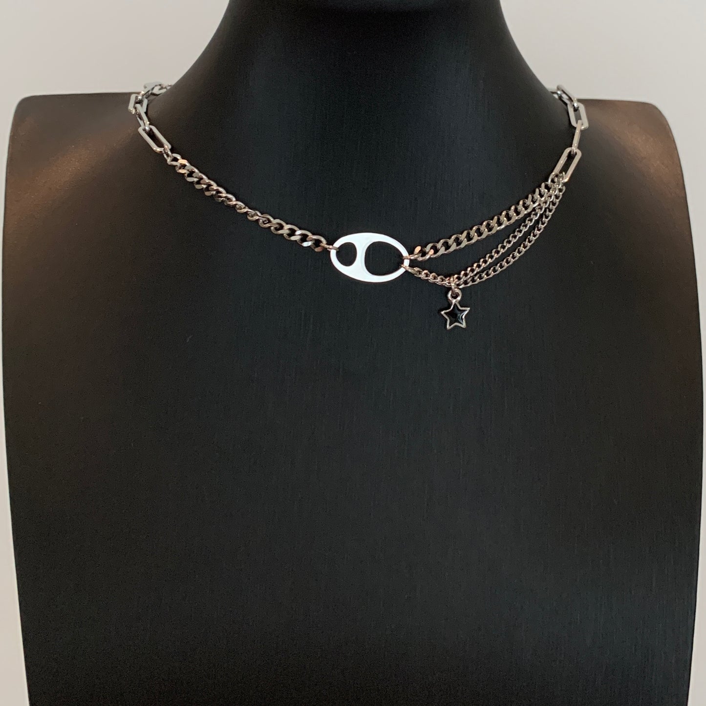 Collar de cadenas combinadas de ACERO INOXIDABLE con ESTRELLITA