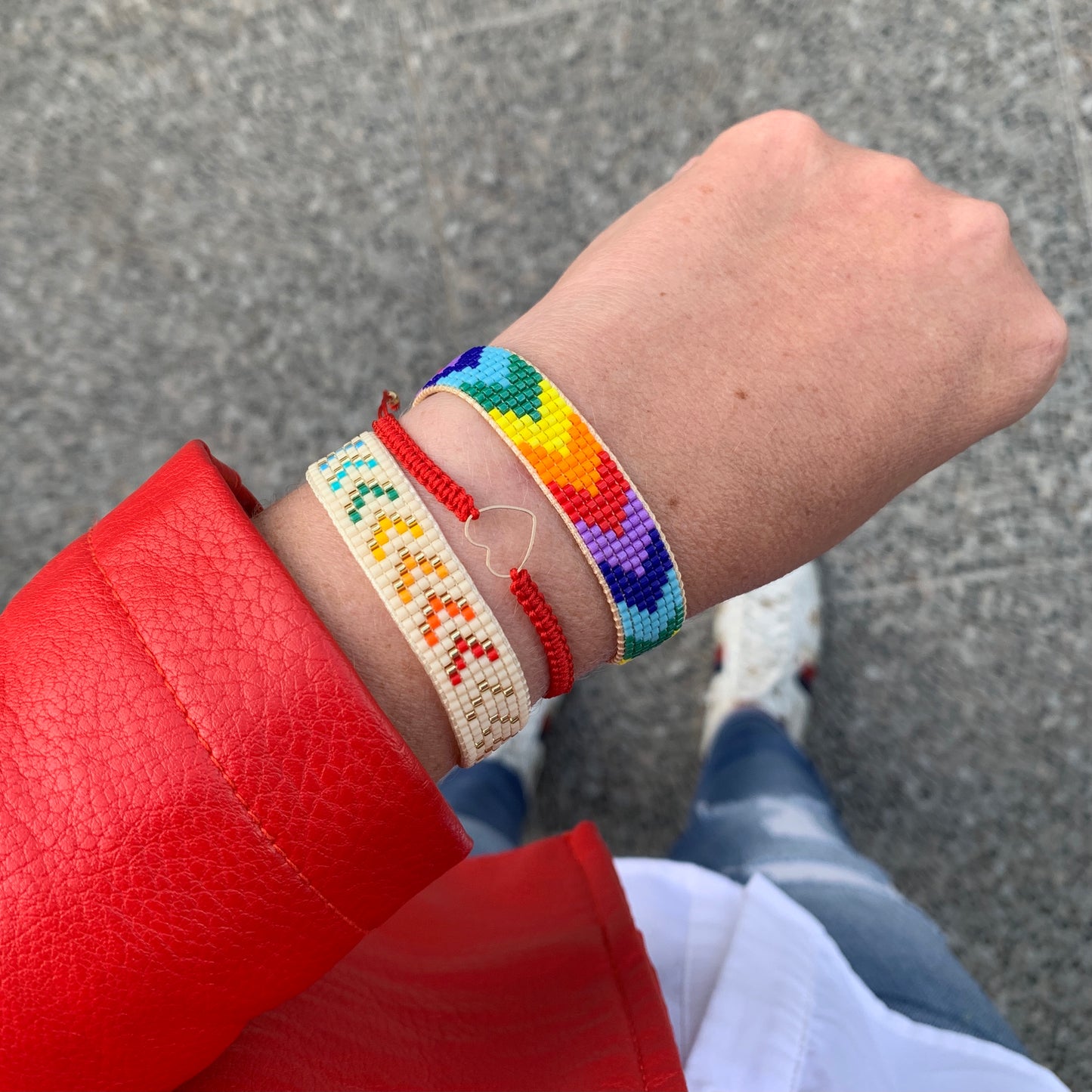 RAINBOW/HEART bracelet set