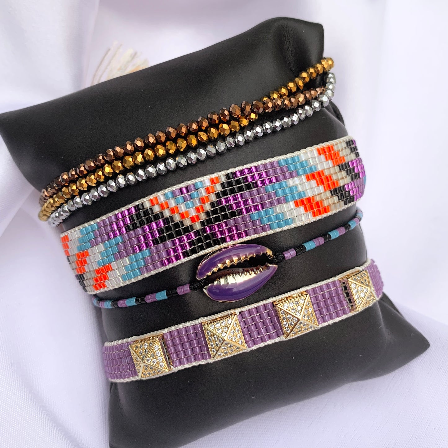 PURPLE/SHELL bracelet set