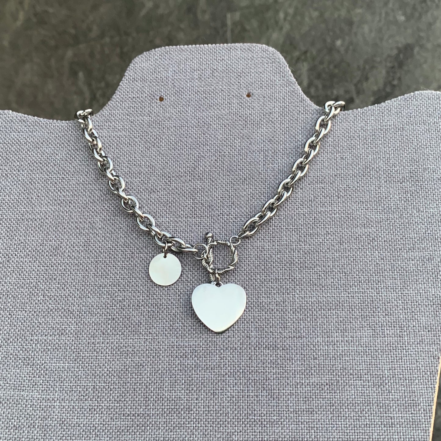 Cadena CHUNKY de ACERO con dije de CORAZON