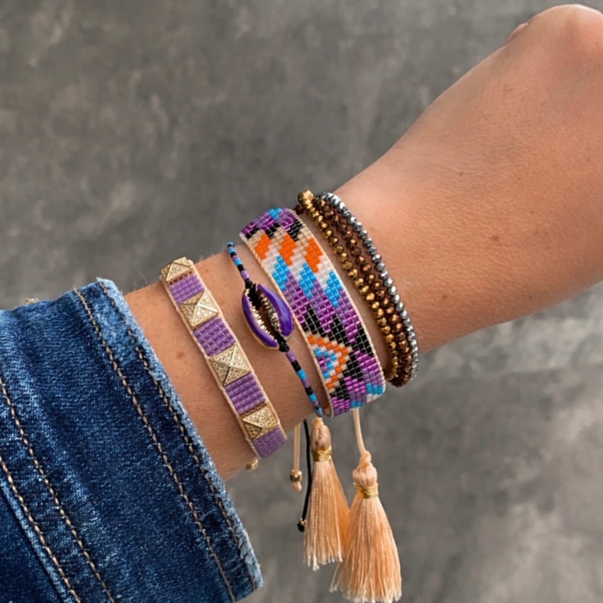 PURPLE/SHELL bracelet set