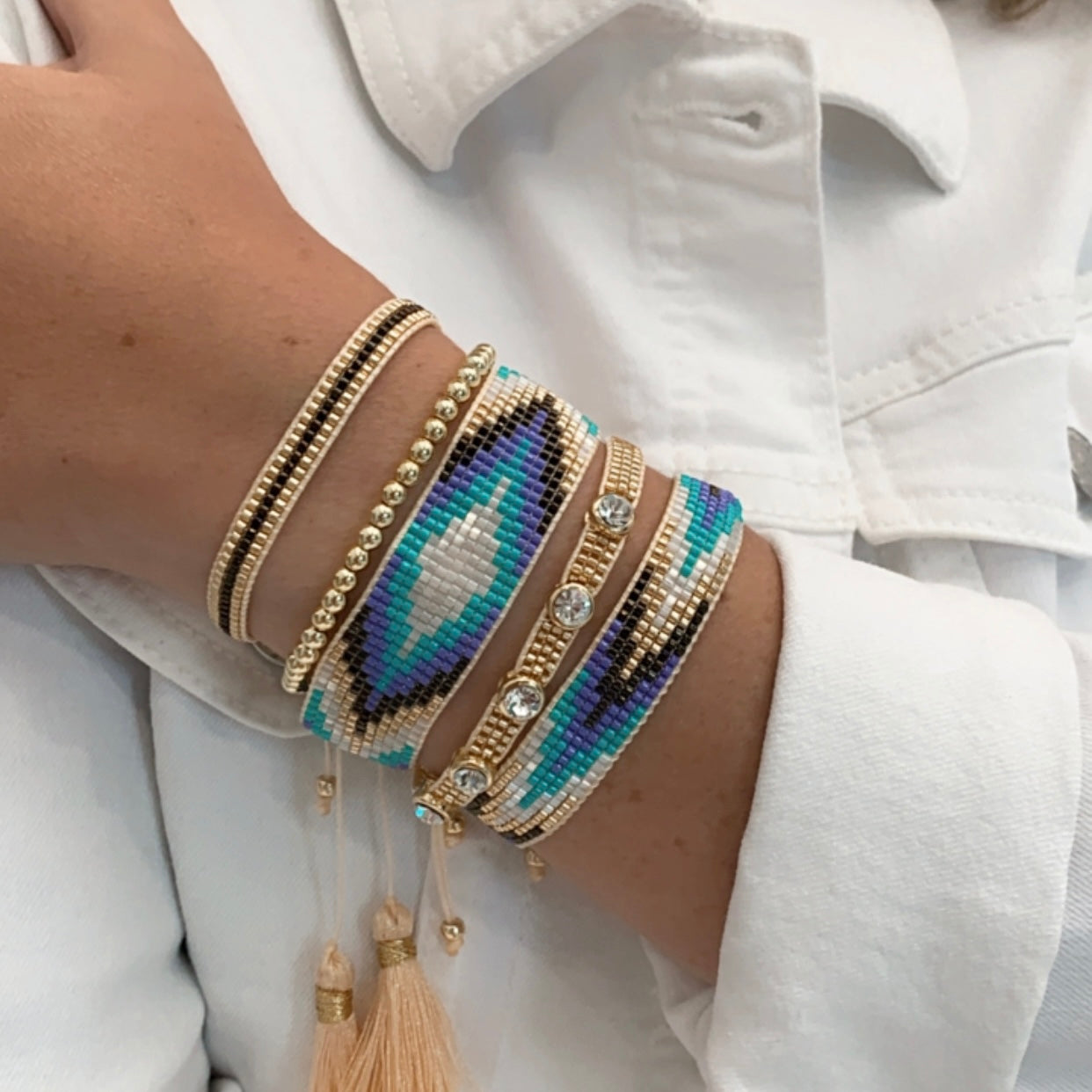 SKY BLUE/GOLDEN bracelet set