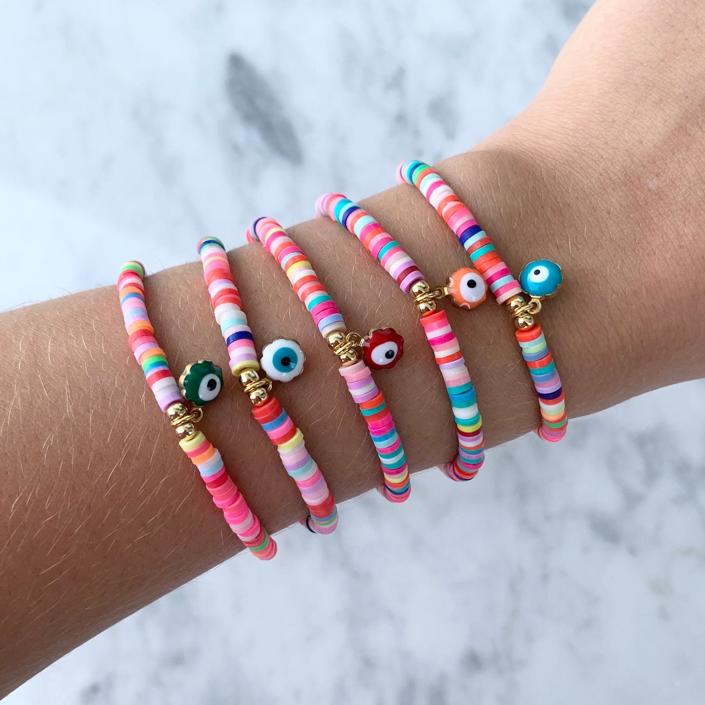 Pulseras ajustables de COLORES con OJITO