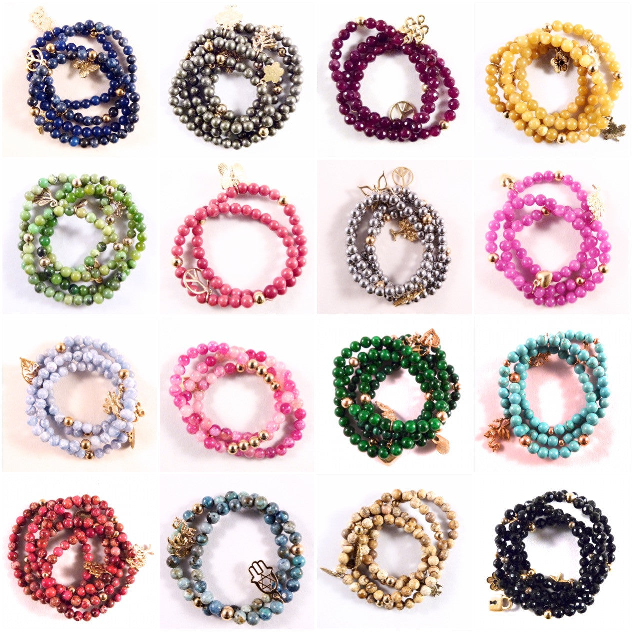 Pulseras de Piedras Naturales y Dijes de Gold filled