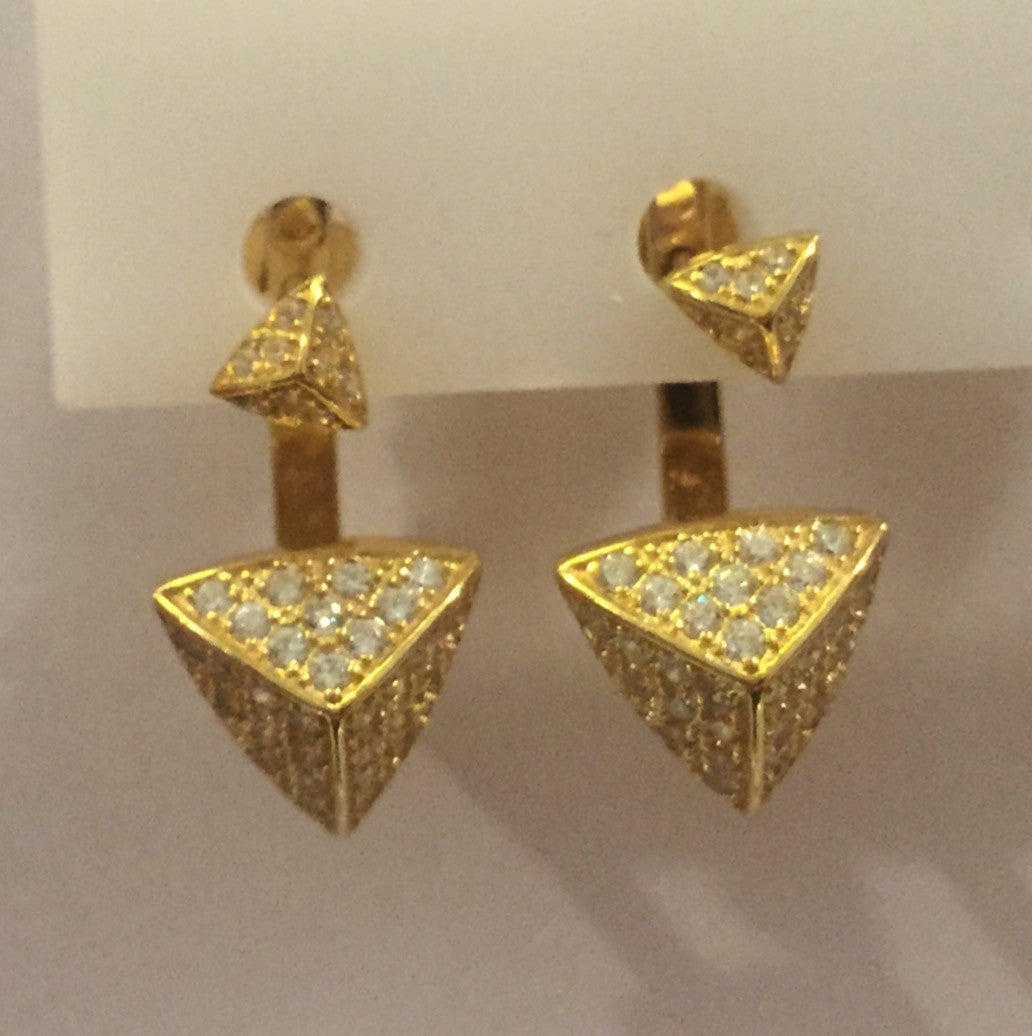 Arete de PLATA Doble de triangulo con ZIRCONIAS