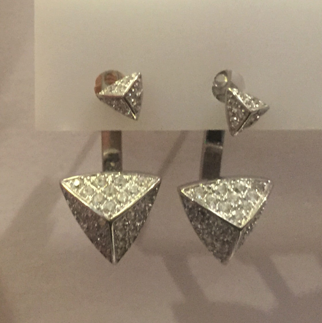 Arete de PLATA Doble de triangulo con ZIRCONIAS