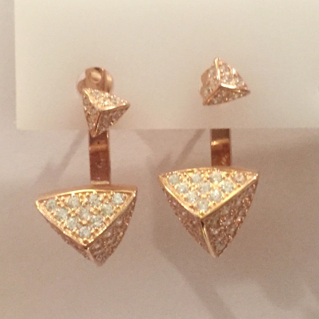 Arete de PLATA Doble de triangulo con ZIRCONIAS