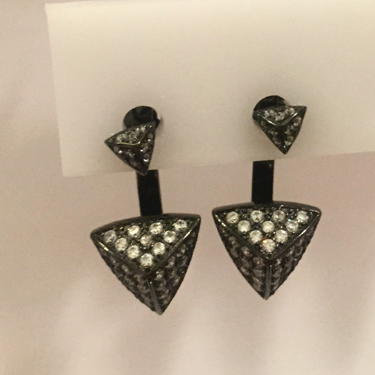 Arete de PLATA Doble de triangulo con ZIRCONIAS