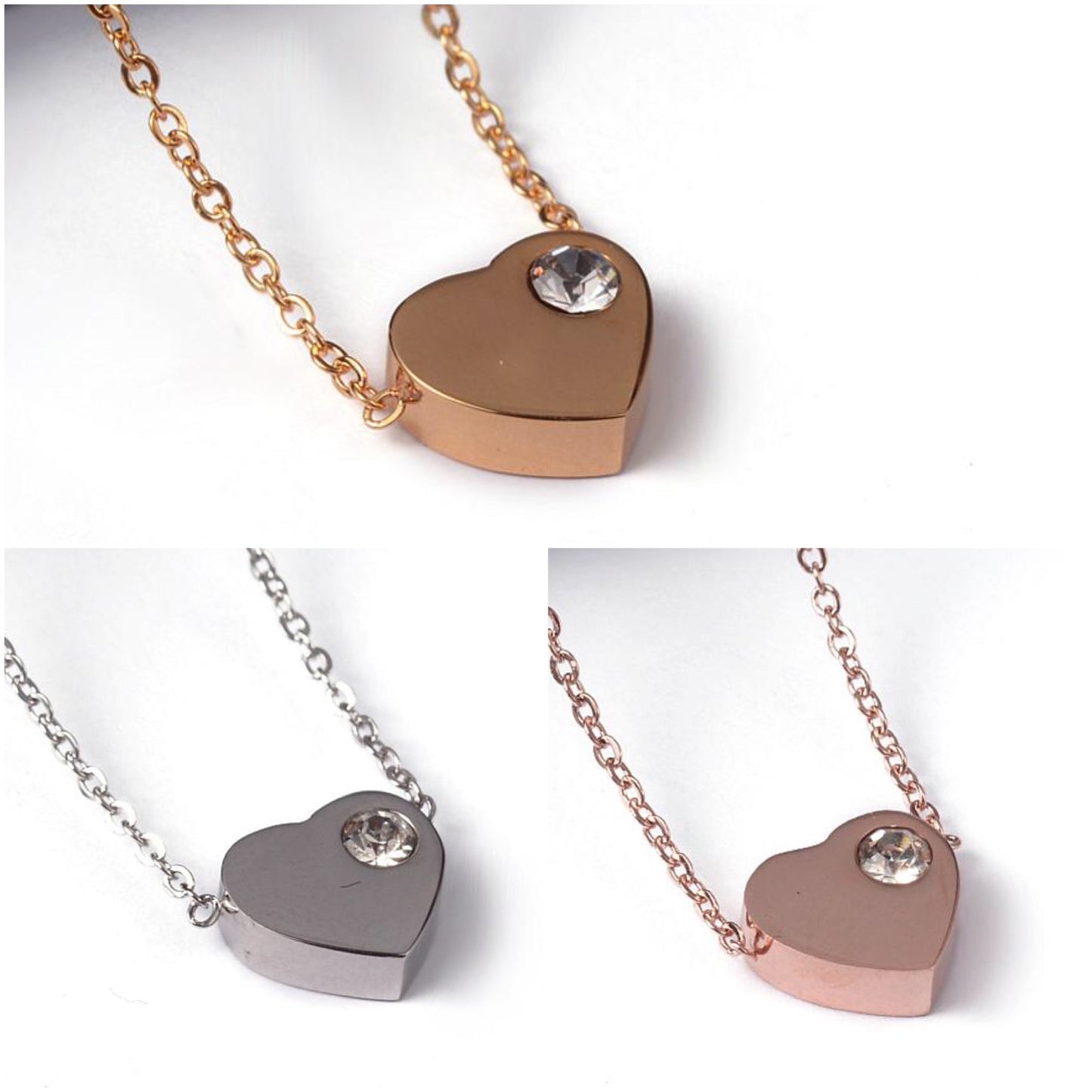 Cadenita de ACERO INOX con dije de CORAZON con ZIRCONIA