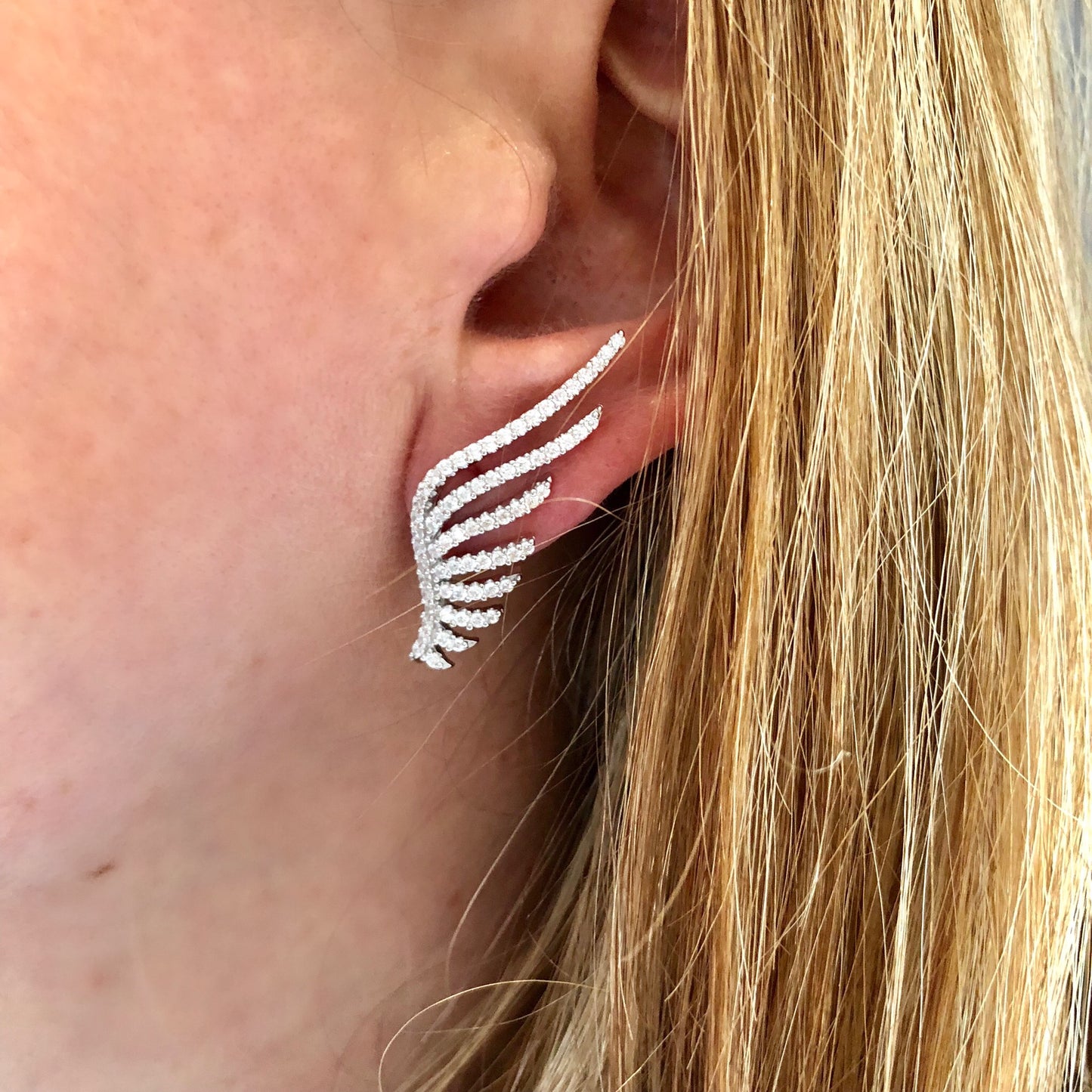 Arete de plata .925 de ALAS con ZIRCONIAS