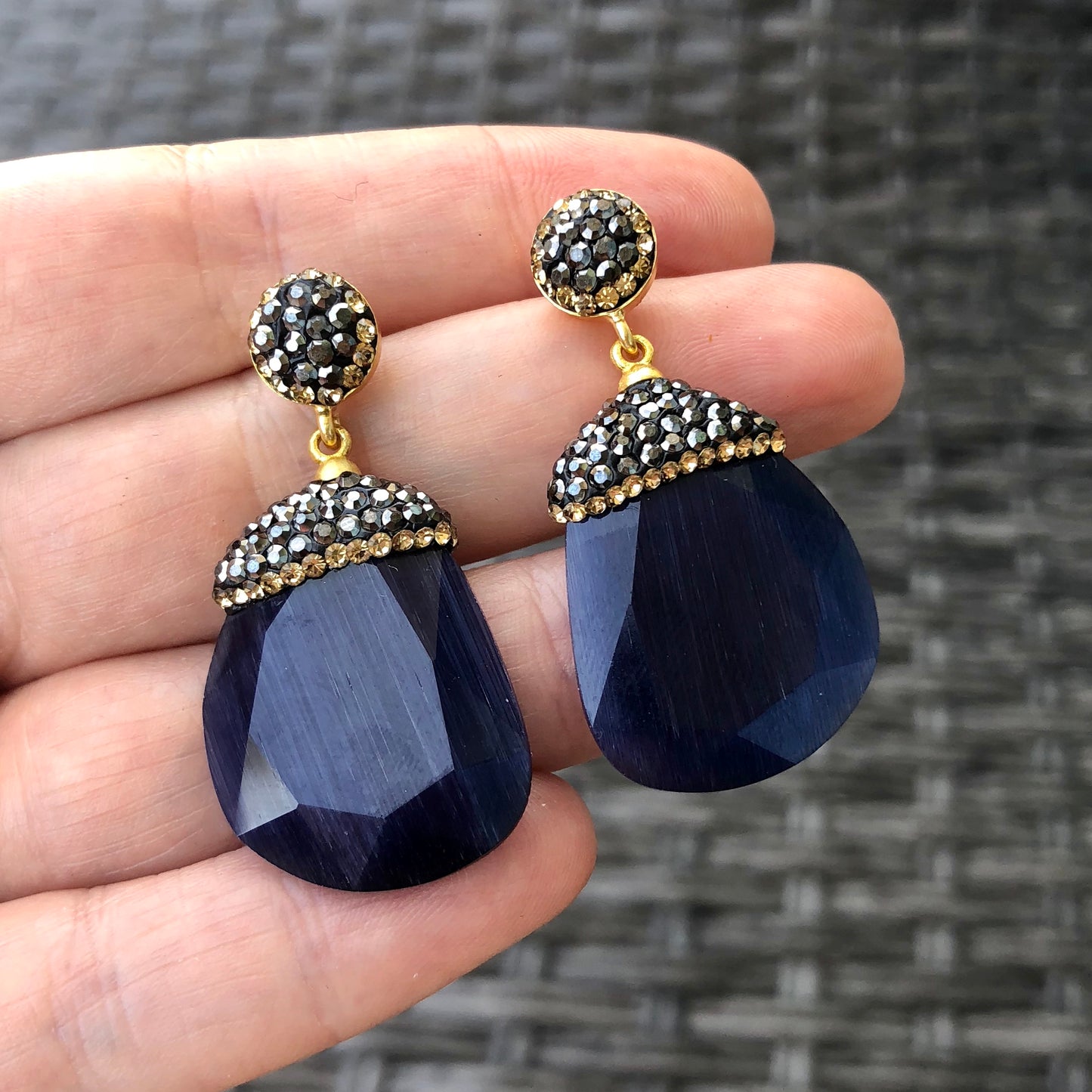 Arete de PLATA con Piedra Natural y HEMATITA