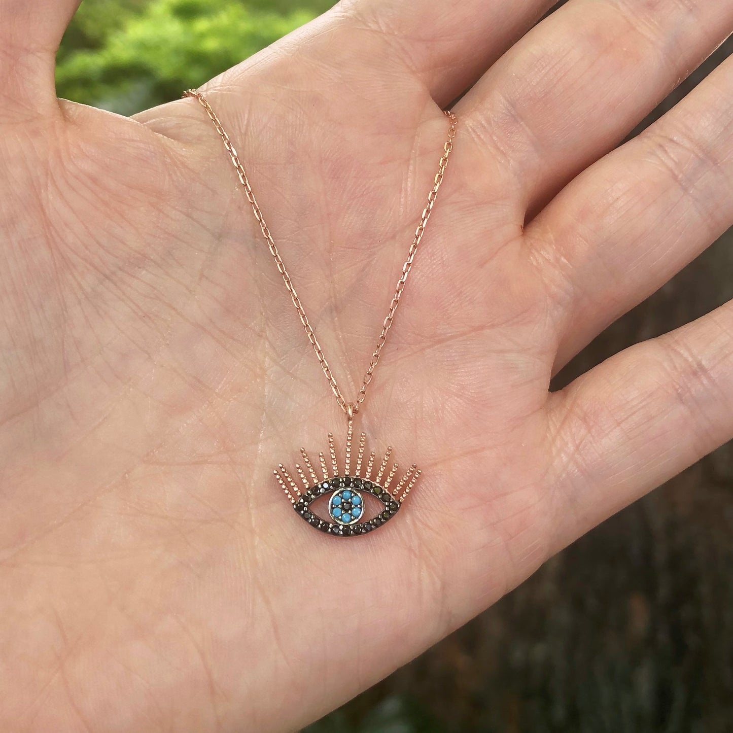 Cadenita de plata con DIJE de OJITO con PESTAÑAS