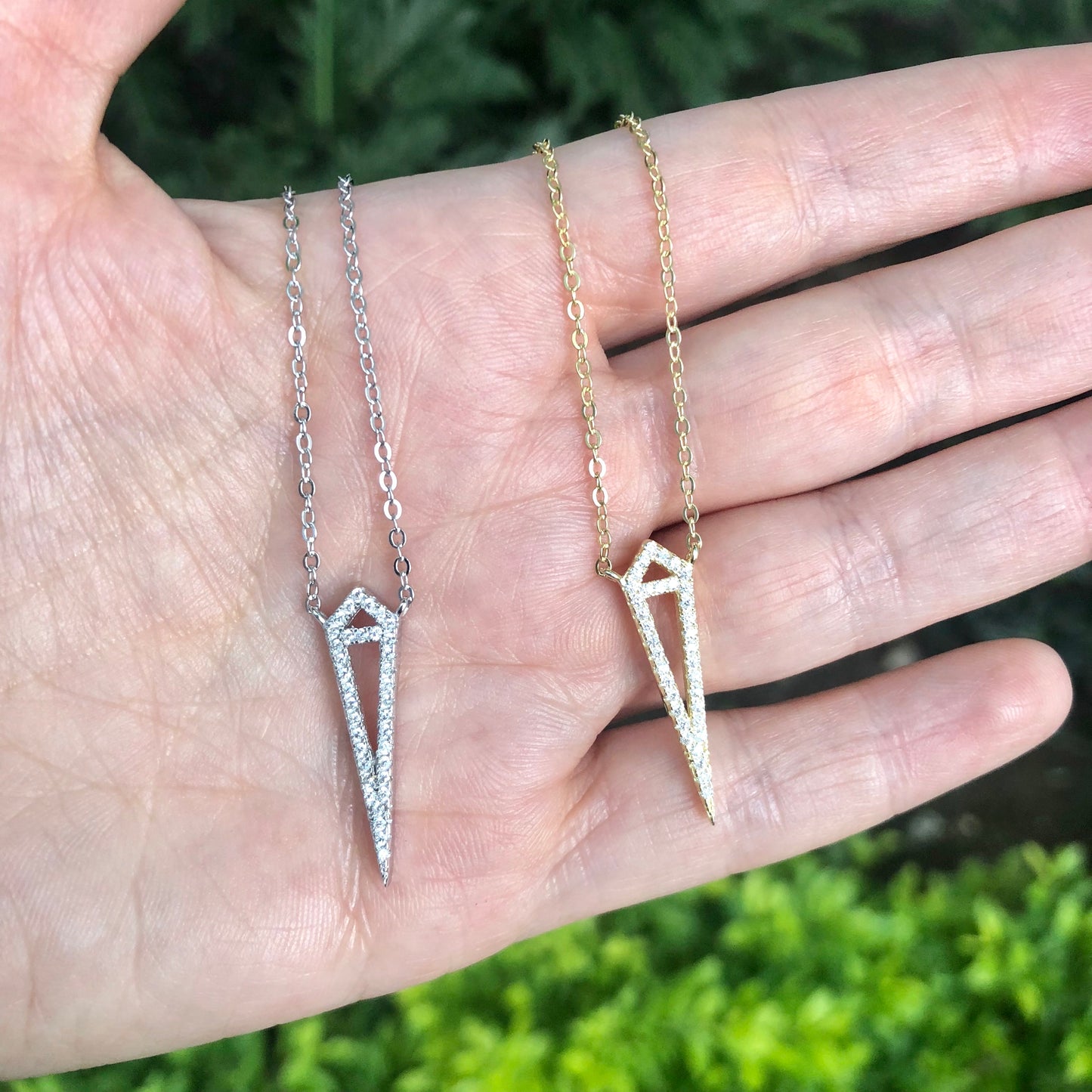 Cadenita de plata con DIAMANTE LARGO
