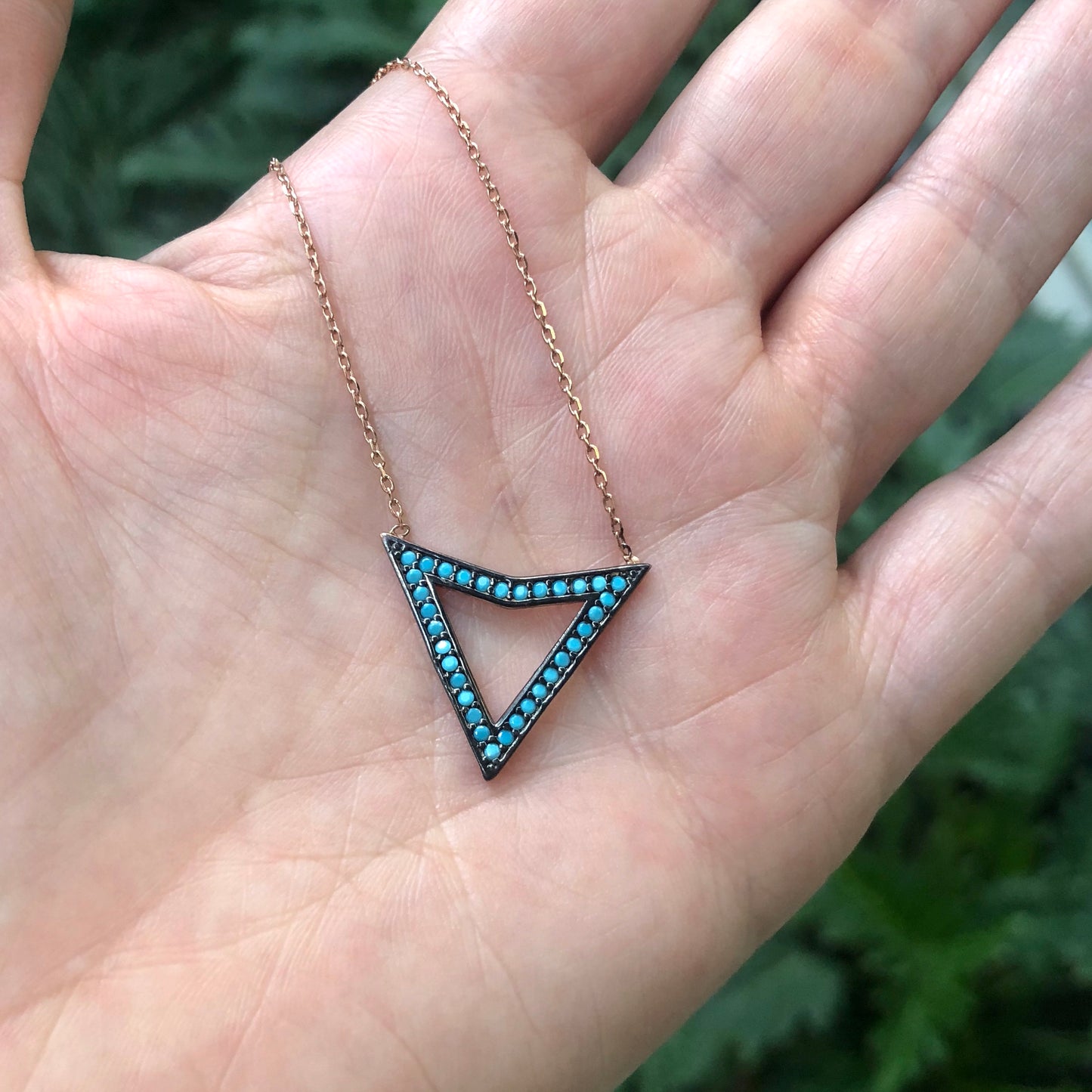 Cadenitas de plata con dijes de piedra TURQUESA