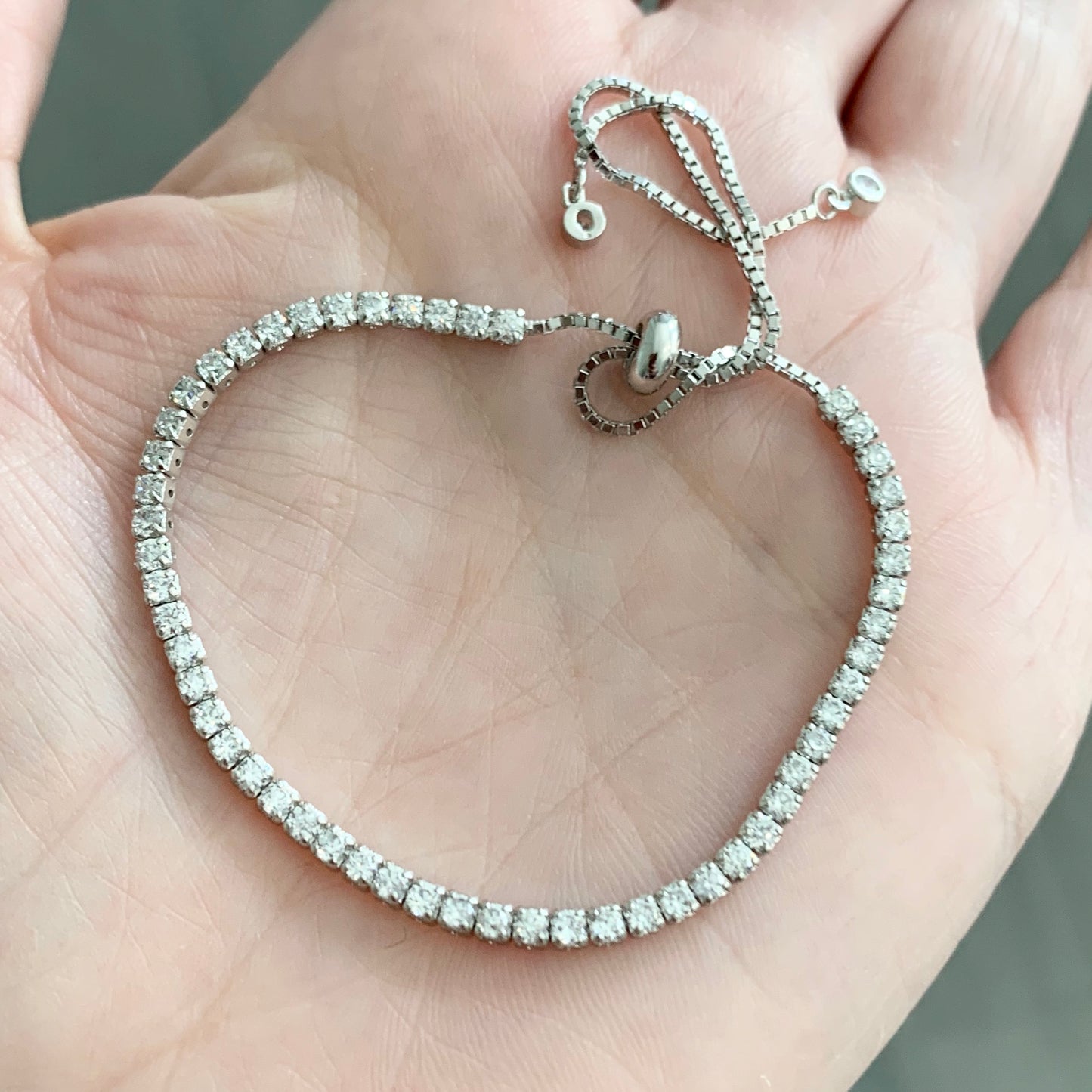 Pulsera AJUSTABLE de plata con ZIRCONIAS