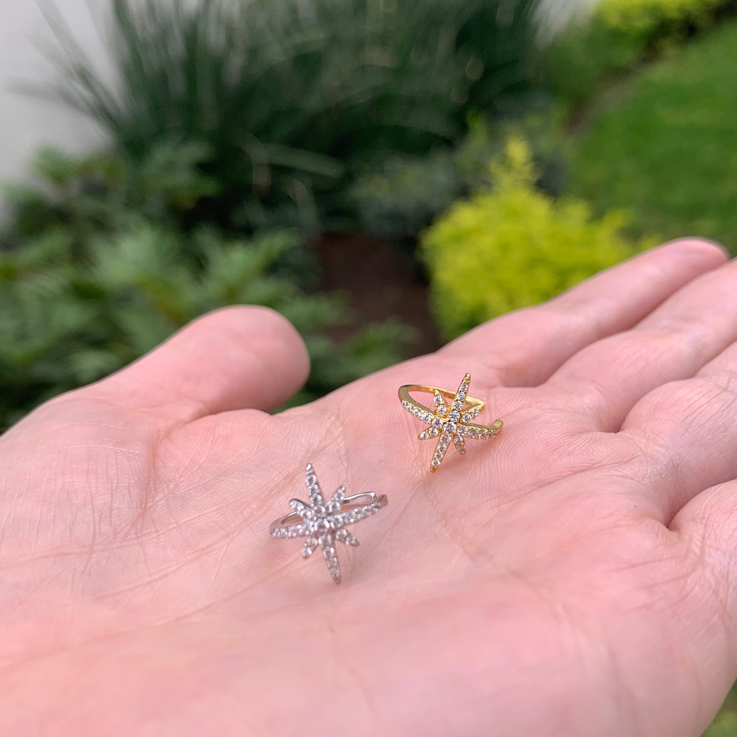 Aretes CUFF de plata de ESTRELLA con zirconias