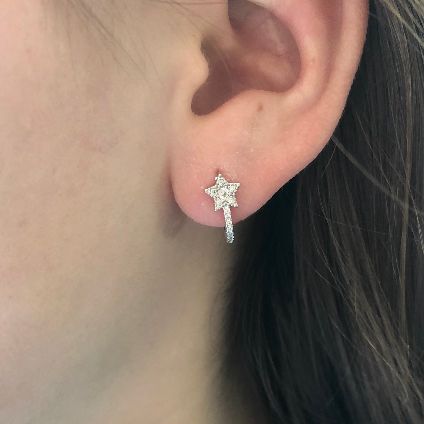 Arete media Arracada de plata .925 con ESTRELLITA