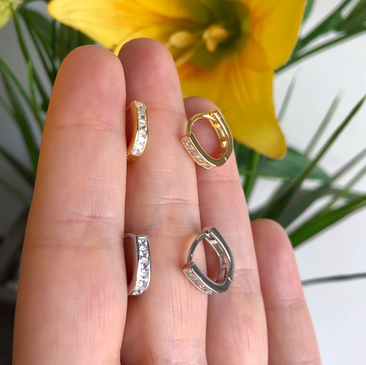 Arracada de plata .925 con BAGUETTES