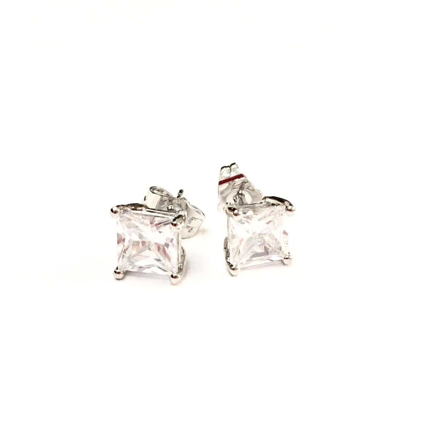 Arete broquel CUADRADO de CRISTAL TRANSPARENTE