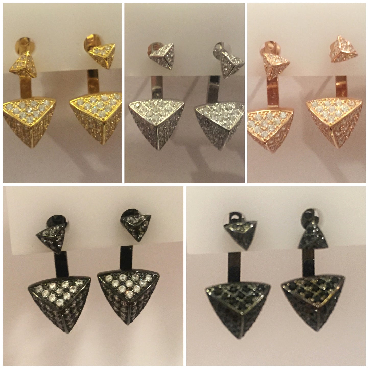 Arete de PLATA Doble de triangulo con ZIRCONIAS