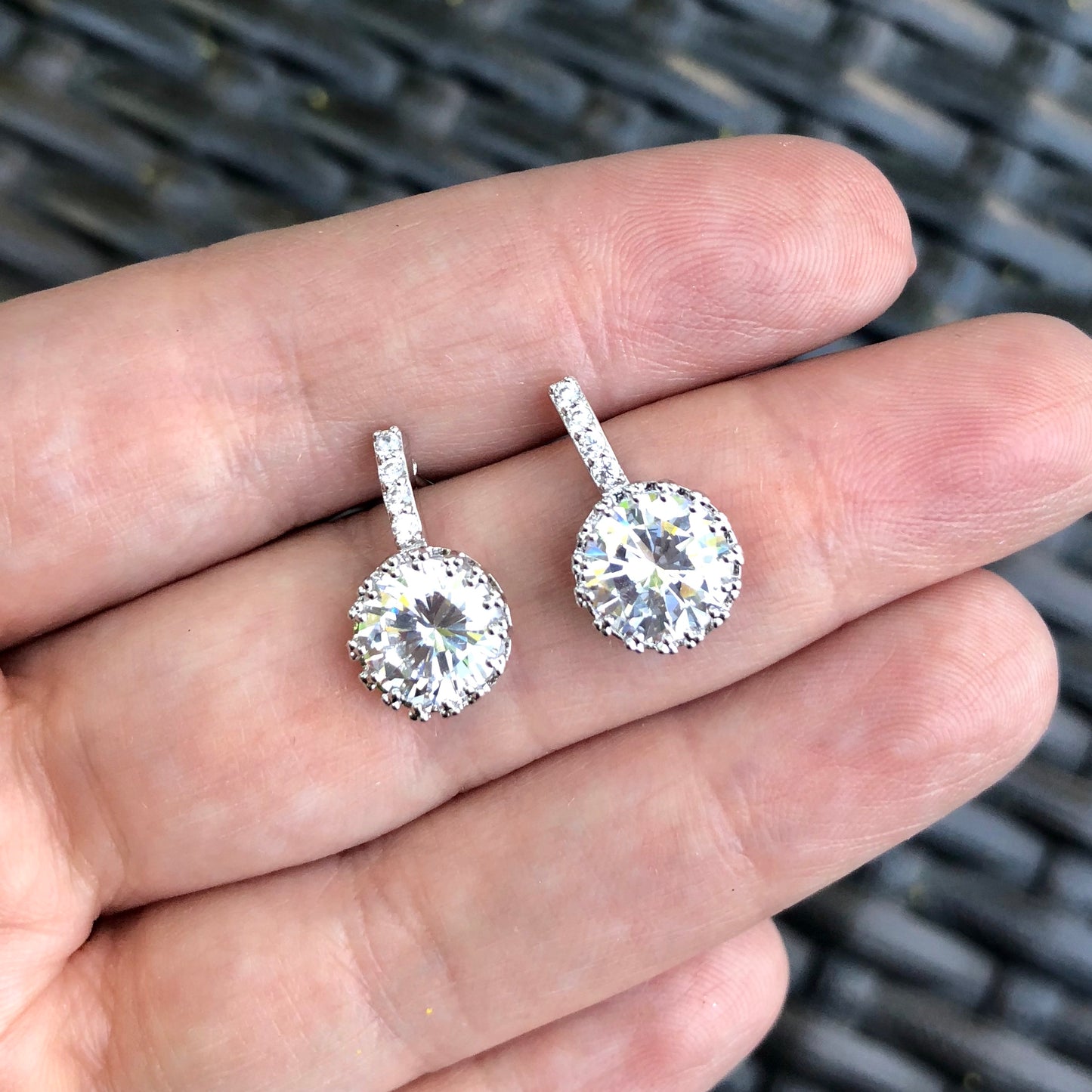 Aretes de rodio con CIRCULO con ZIRCONIAS