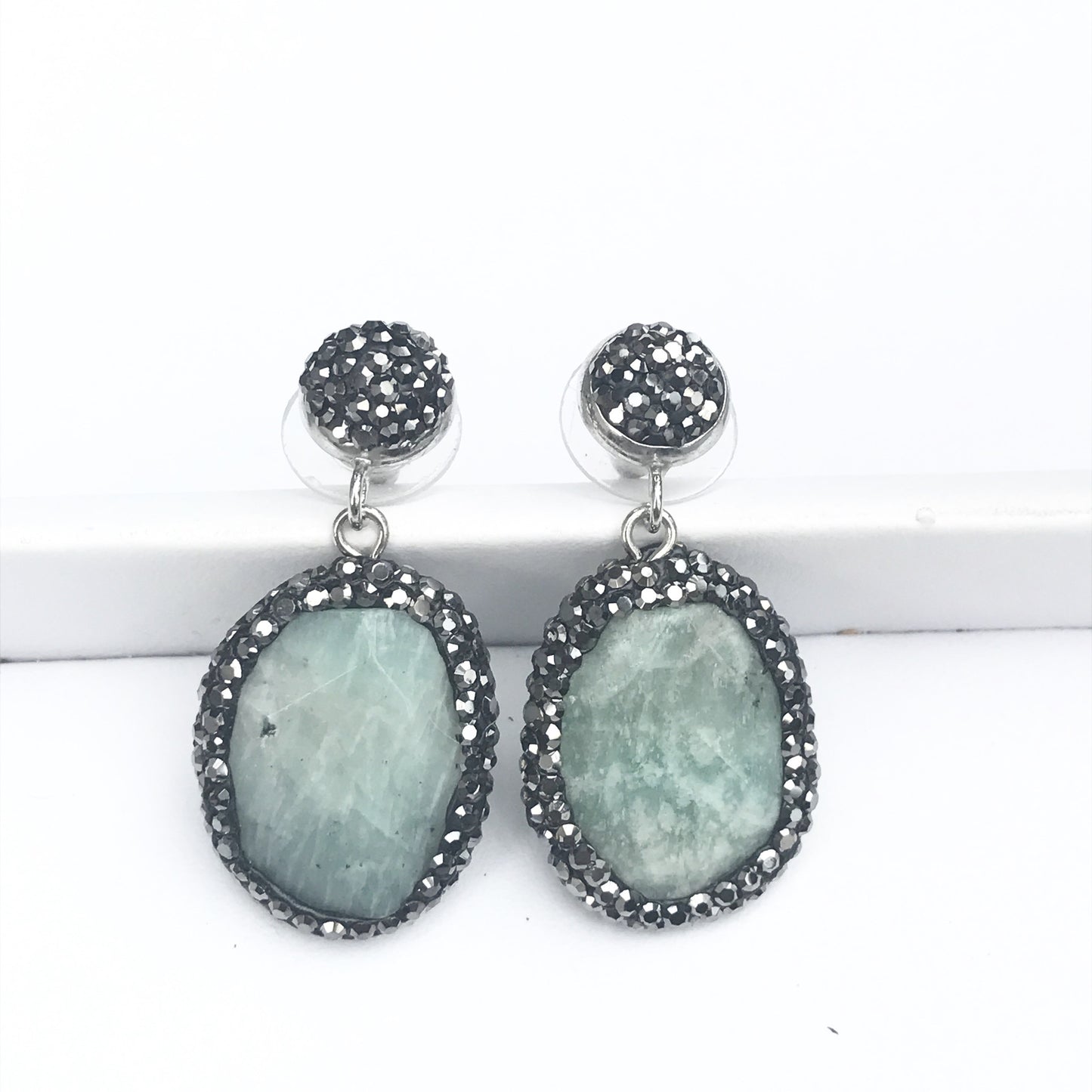 Aretes de PIEDRA NATURAL con hematita y cristales