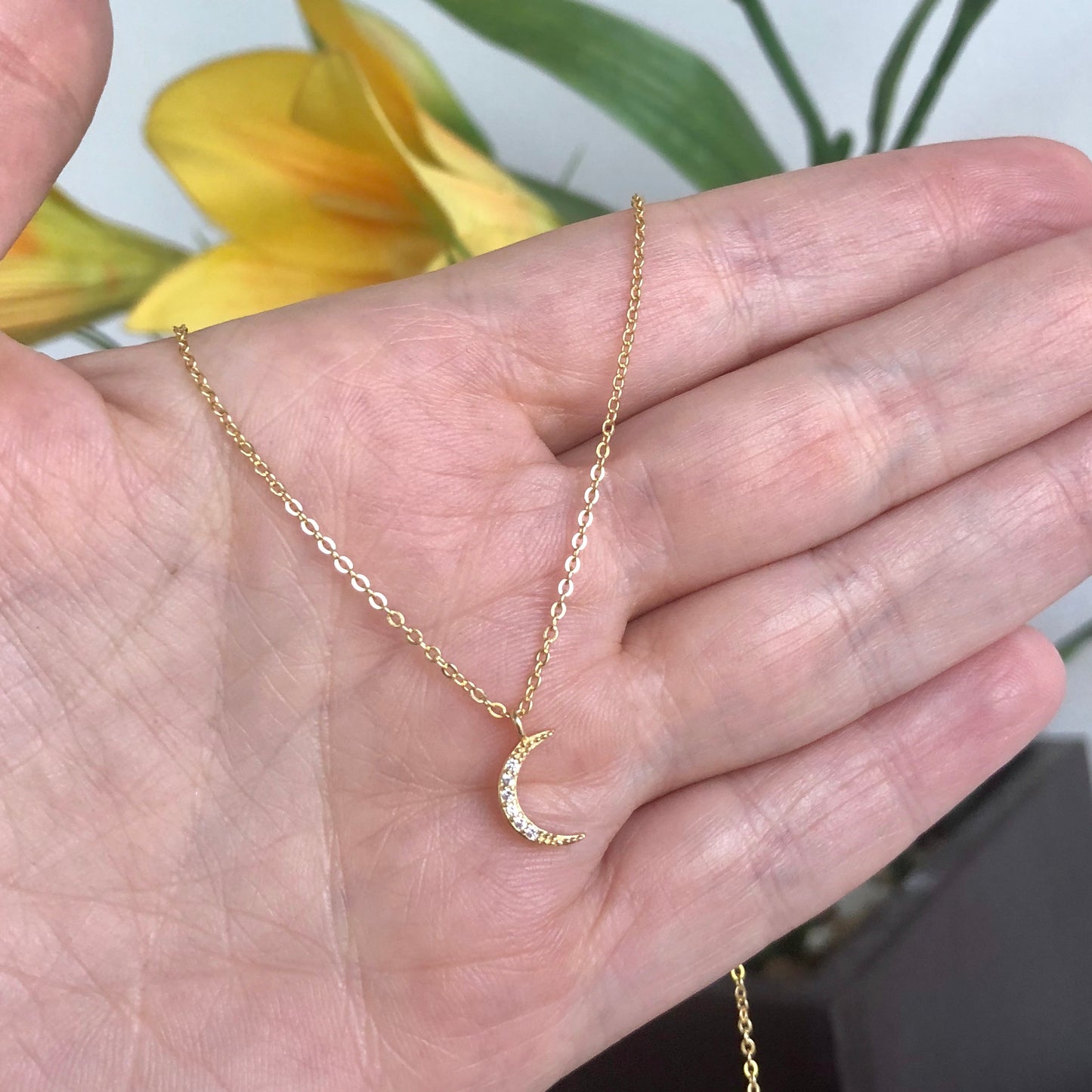 Cadenitas CHOKERS de plata .925 con MANO HAMSA y LUNA