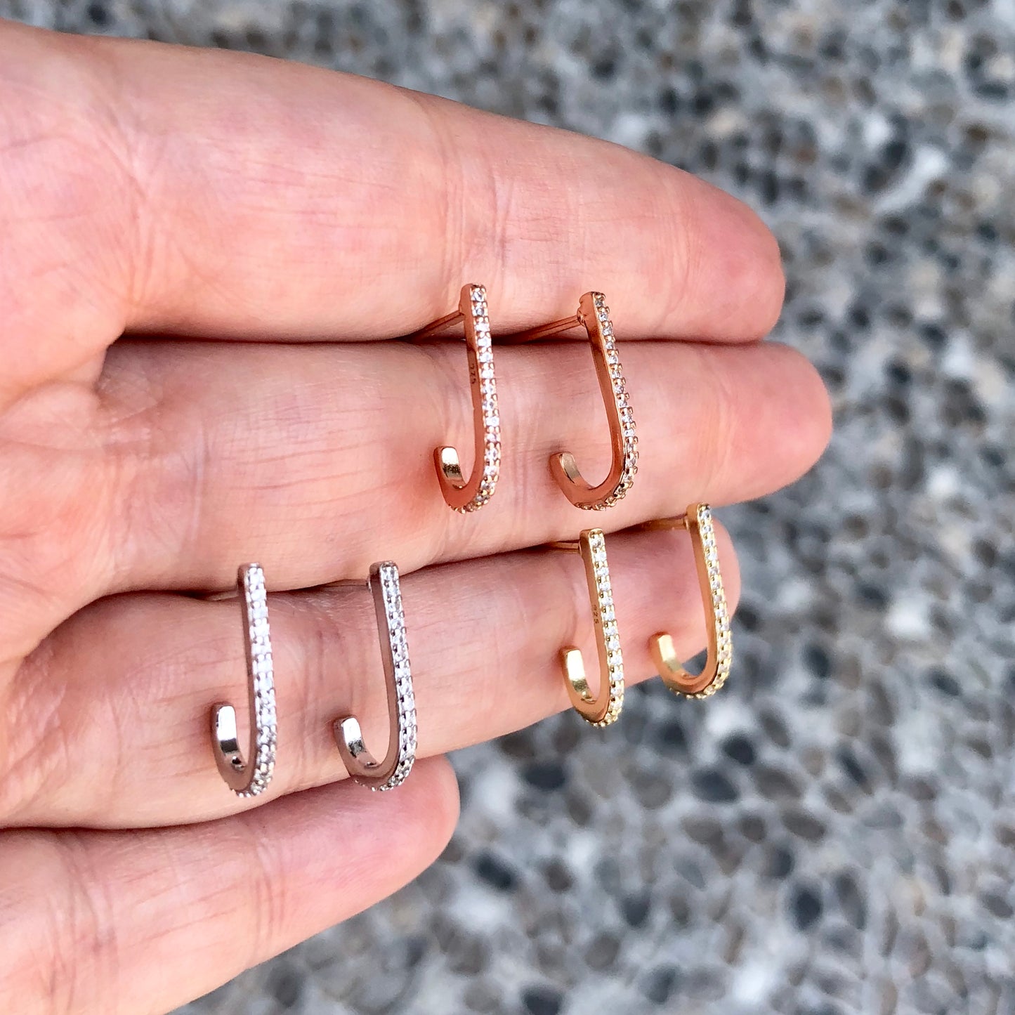 Arete de plata .925 de GANCHITO con ZIRCONIAS