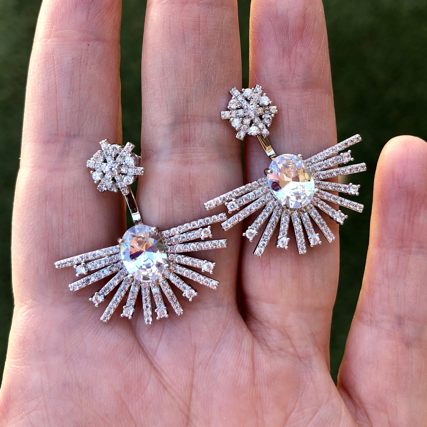 Aretes de rodio EAR JACKETS con ZIRCONIAS