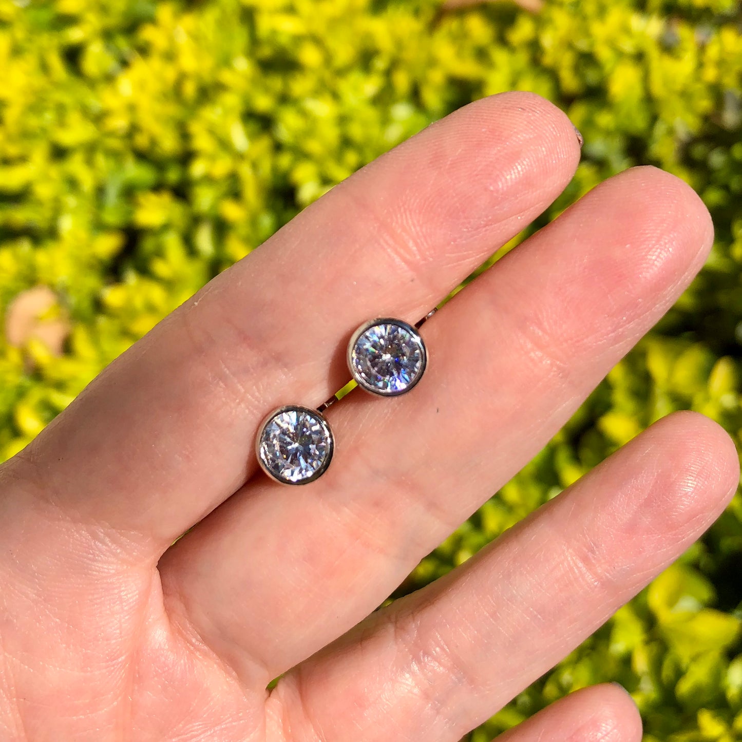 Aretes de rodio de CIRCULO con ZIRCONIAS