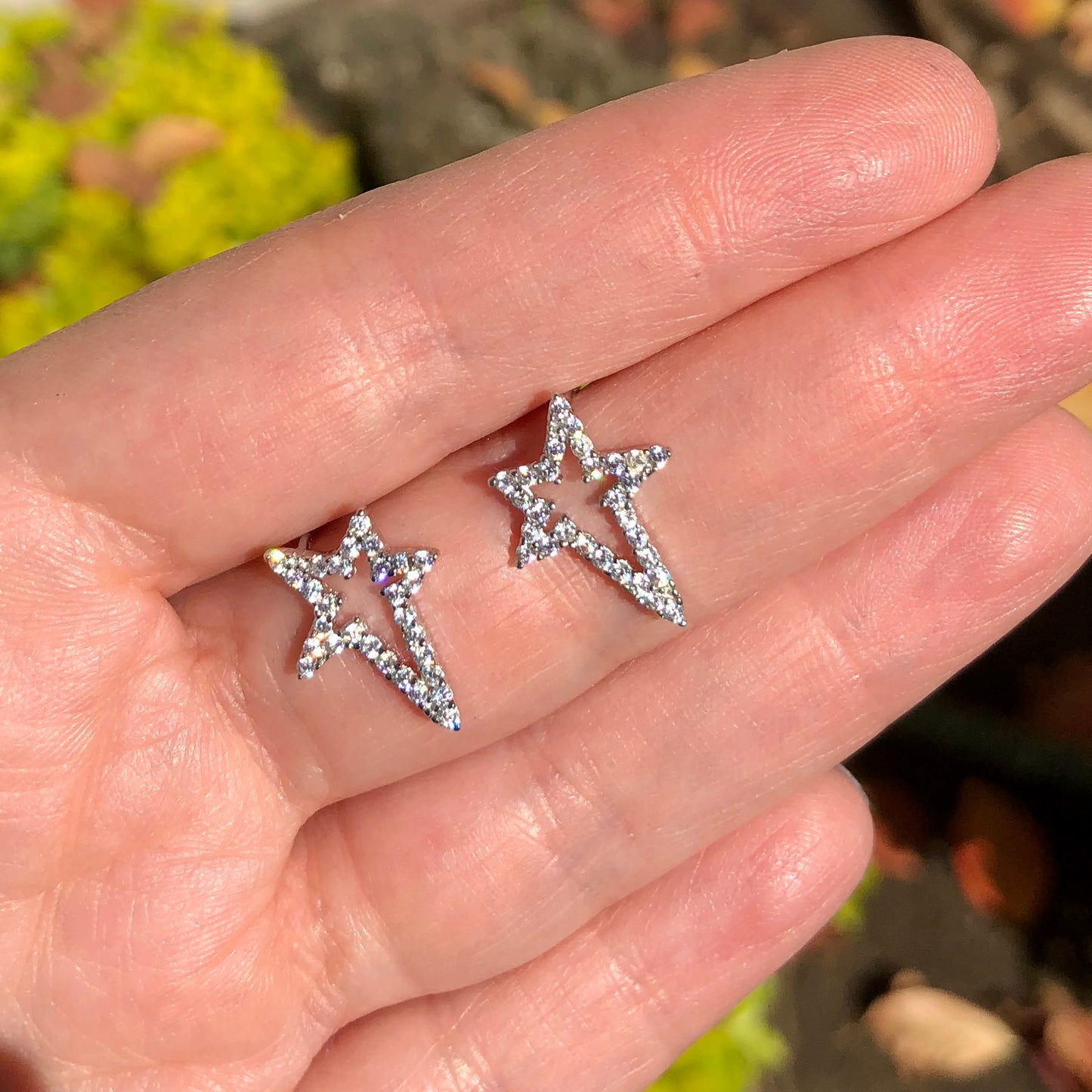 Aretes de plata de ESTRELLA con ZIRCONIAS