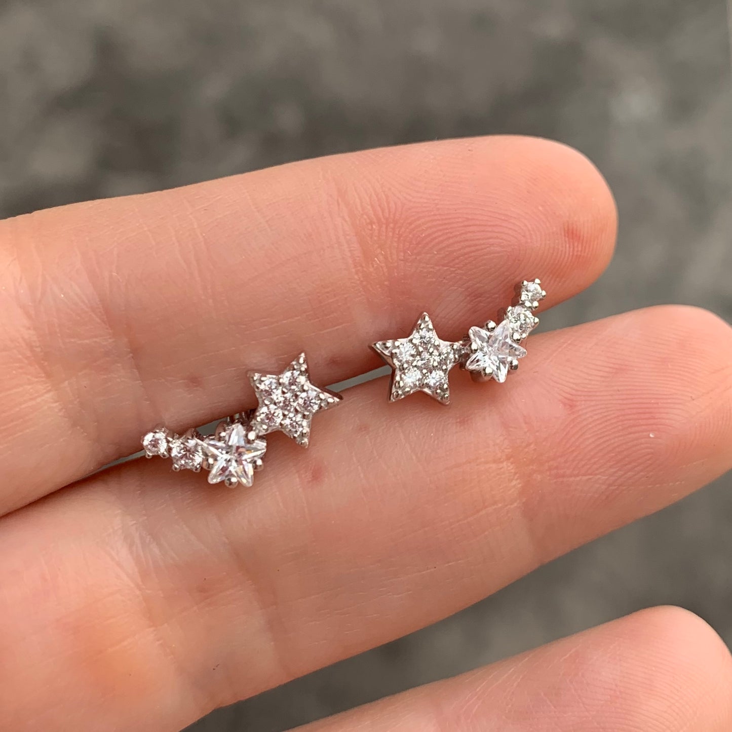 Aretes de PLATA de CUATRO ESTRELLAS con ZIRCONIAS
