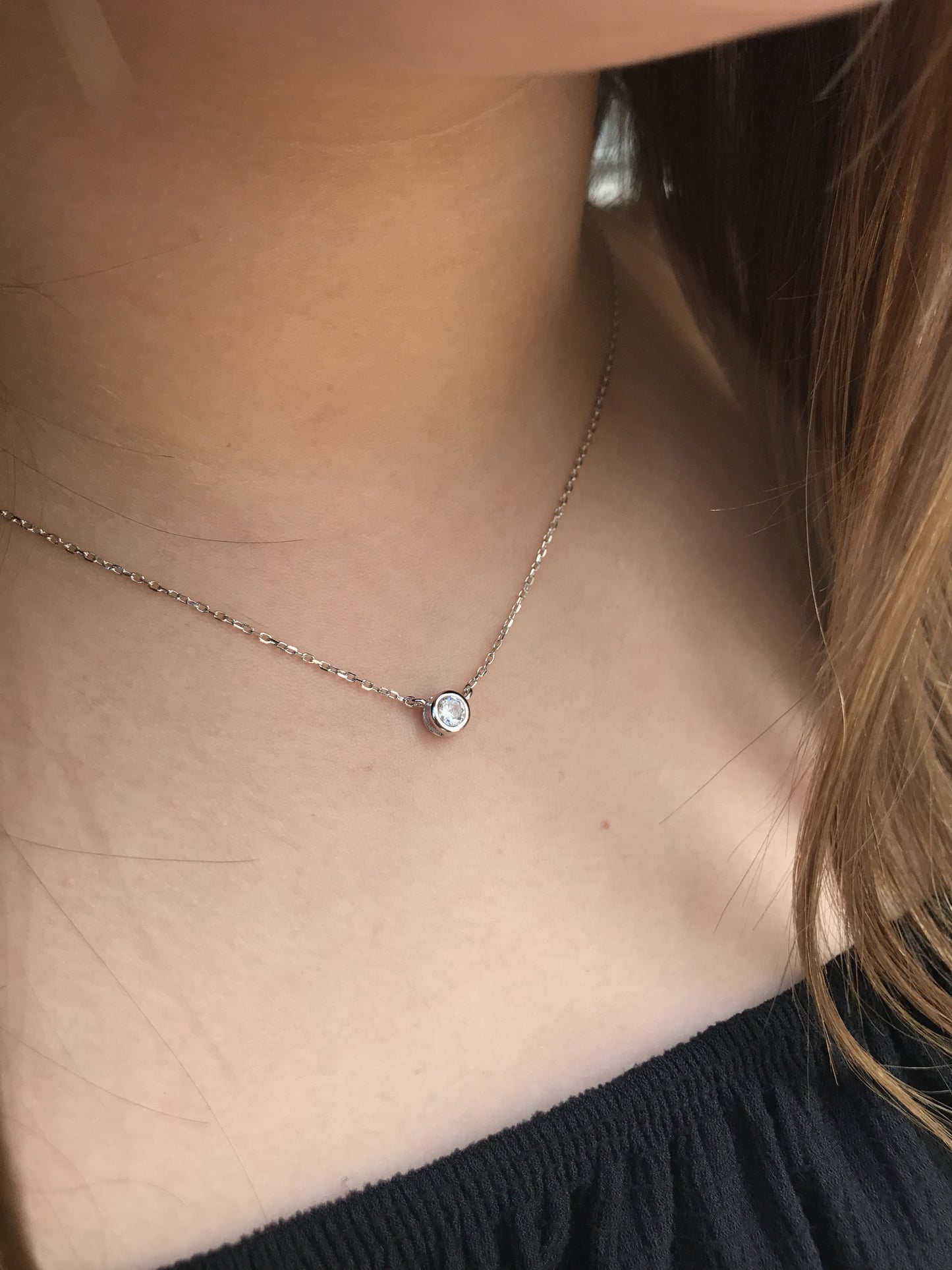 Cadenita CHOKER de plata con ZIRCONIA