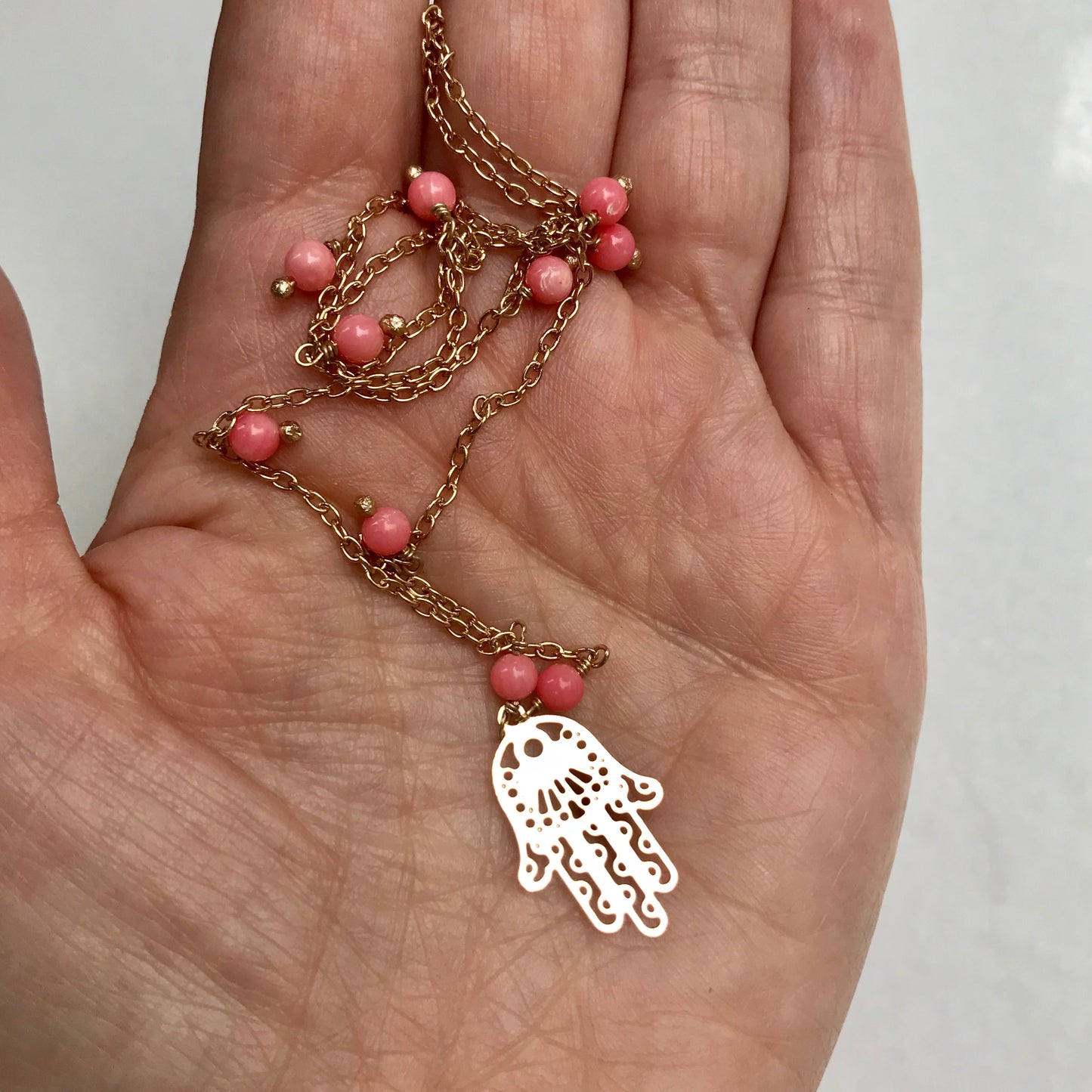 Collar de Oro Brasileño con Piedras Naturales y con DIJE de MANITA