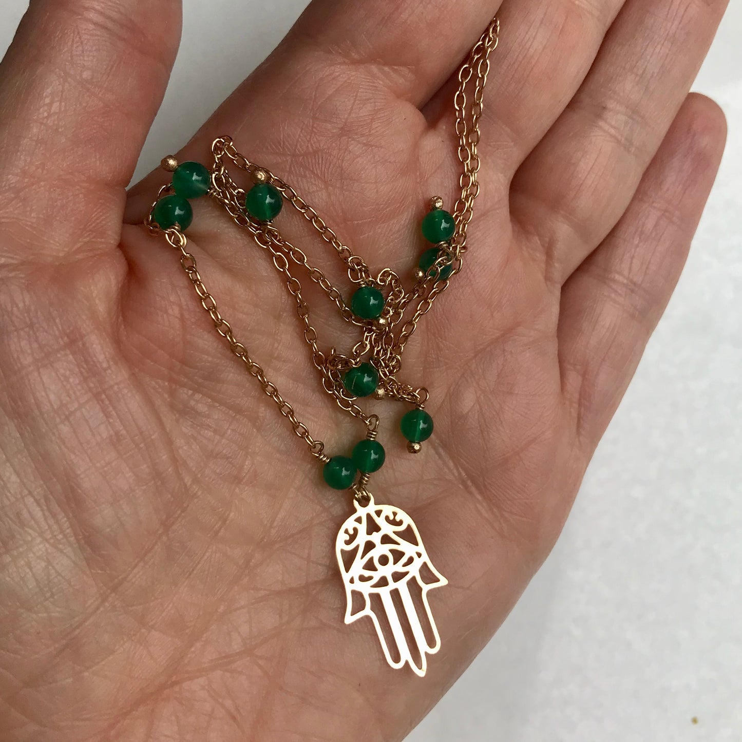 Collar de Oro Brasileño con Piedras Naturales y con DIJE de MANITA