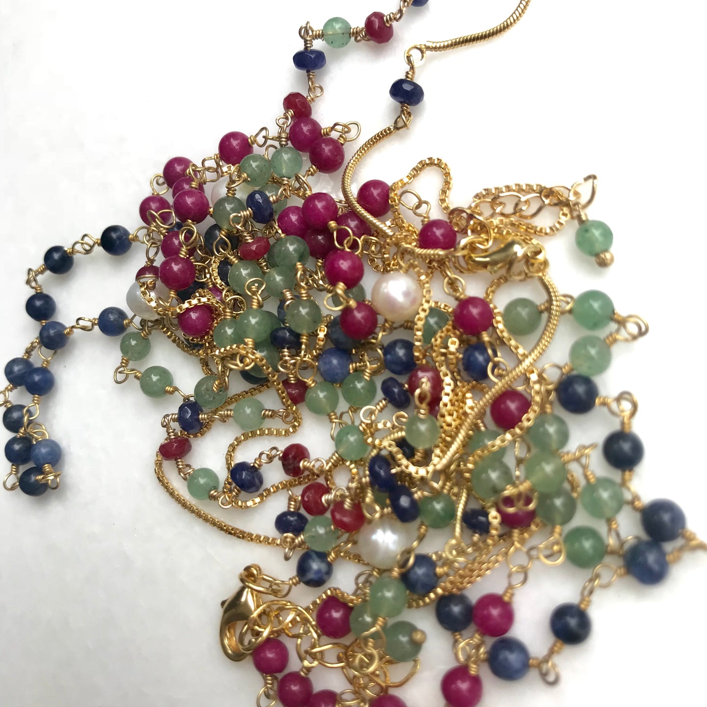 SET de 2 Collares de Oro Brasileño con Piedras Naturales